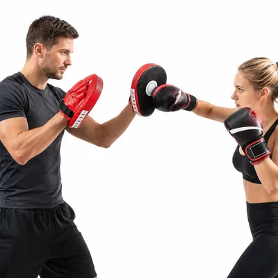 Produktbild von Kick Pad Set für Kampfsport, Schlagpolster & Trittpolster für Muay Thai, Karate, Taekwondo und Kickboxen, robuste Trainingspratzen