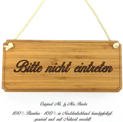 Produktbild von Mr. & Mrs. Panda Schild Bitte nicht eintreten - Geschenk, Shabby, Infotafel, Landhaus, Wegweiser, Türschild, Praxisschild, Graviert, Geschenkidee, Hinweisschild