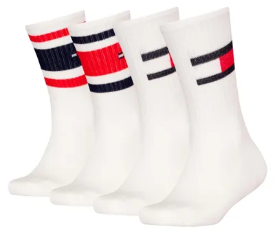 Obrázek produktu pro Ponožky Tommy Hilfiger, uni, dětské, s logem a proužky, klasický střih, bílé, velikost 35-38 EU