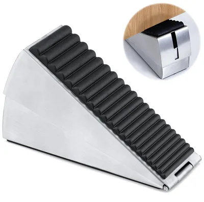 Image de Butoir de porte en acier inoxydable et en caoutchouc, hauteur de 7 cm, réglable, pour portes lourdes