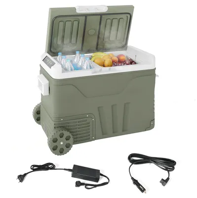 Produktbild von Outsunny 33 Liter Kompressor Kühlbox elektrische Kühlbox mit LED Rolle