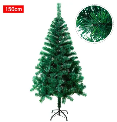 Imagen del producto de Árbol de Navidad artificial QEENTOE, 150 cm, abeto de PVC, árbol de Navidad con soporte, árbol artificial verde para decoración navideña