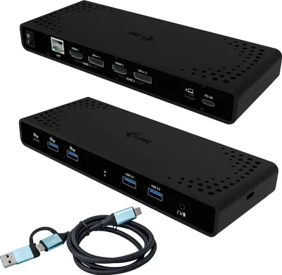 Zdjęcie produktu dla i-tec CADUA4KDOCKPDB, Przewodowa, USB 3.2 Gen 1 (3.1 Gen 1) Type-C, 85 W, 10,100,1000 Mbit/s, Czarny, 5 Gbit/s