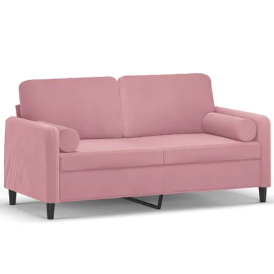 Image de Canapé 2 places avec oreillers décoratifs rose 140 cm velours