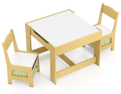 Immagine prodotto di Set tavolo attività per bambini con sedie, verde, MDF