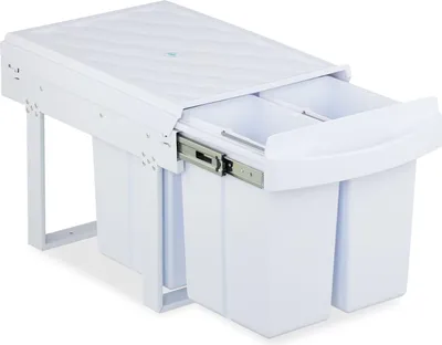 Image de Poubelle coulissante avec couvercle, blanche, peu encombrante