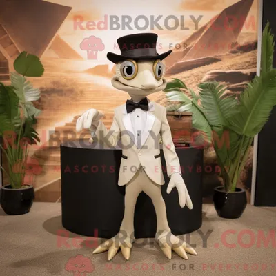Productafbeelding van Mascottekarakter REDBROKOLY van een Tan Dimorphodon gekleed met een smoking en stropdassen