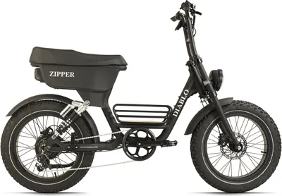 Image de Diablo Zipper - Fatbike électrique - 20 pouces - Moteur 250W - Autonomie 100 km - 7 vitesses - Freins à disque hydrauliques - Batterie 720Wh - Cadre bas - Double suspension - Noir