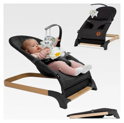 Produktbild von Babywippe für Neugeborene bis 9 kg, bequemer Stuhl mit natürlicher Bewegung, ergonomische Rückenstütze, 3-Punkt-Sicherheitsgurt, weiches atmungsaktives Gewebe, leicht