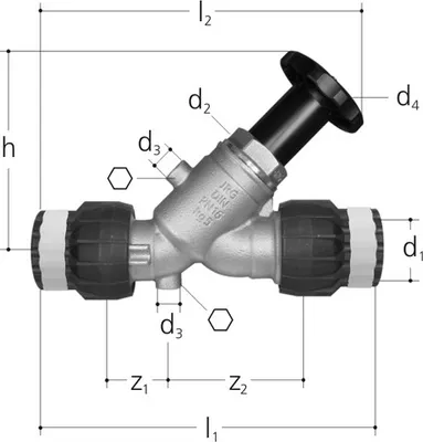 Produktbild von Sanipex MT Schrägsitzventil LegioStop ohne Entleerventil 5222 40 mm