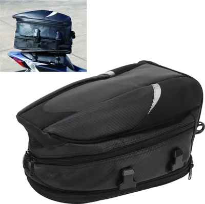 Produktbild von Motorrad-Hecktasche, wasserdichte Gepäckaufbewahrung, erweiterbarer Rucksack, Rücksitzsattel, 14,5–18,5 l Fassungsvermögen