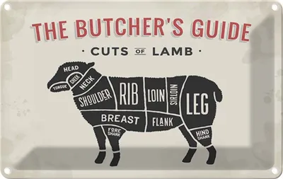 Produktbild von vianmo Blechschild 12x18 cm Lamm Lamb cuts Metzgerei Fleisch Hofladen Marktstand Laden
