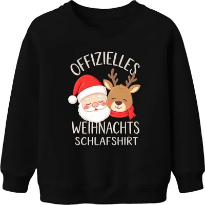 Produktbild von Offizielles Weihnachts Schlafshirt Weihnachtsmann Rentier Lustig Uni Kinder Sweatshirt Pullover, Schwarz, 104