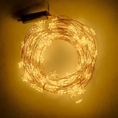 Obrázek produktu pro LED světelný řetěz, hvězdičky, 12 x 1,5 m, teple bílá, 180 diod