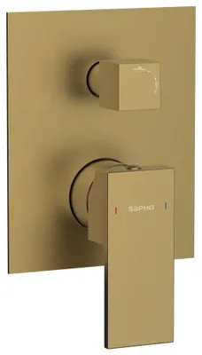 Obrázek produktu pro Podomítková sprchová baterie CUBEMIX, dvoucestná, zlatá matná