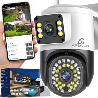 Zdjęcie produktu dla Podwójna Kamera Wifi Ip Smart Zewnętrzna Obrotowa Qhd 2X 4Mp Aplikacja Zoom