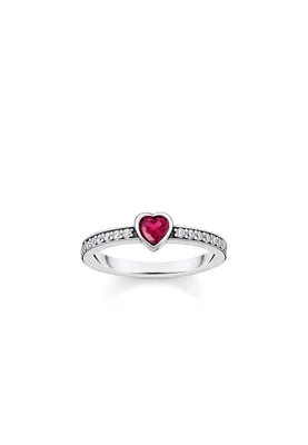 Obrázok produktu pre Thomas Sabo TR2448-640-10 Dámsky prsteň strieborný s červeným srdcom, 52/16,6