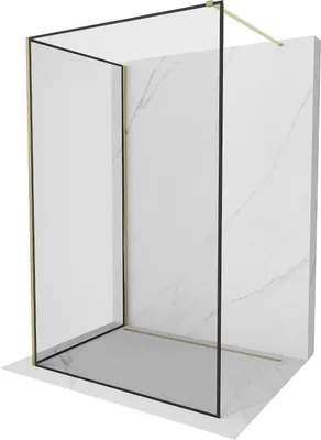 Immagine prodotto di Mexen Kioto parete doccia Walk-in 140 x 90 cm, cornice nera, oro - 800-140-212-50-70-090
