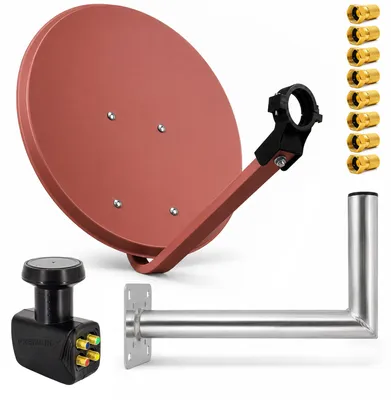 Produktbild von PremiumX SAT Anlage 80cm Satellitenantenne Quad LNB Wandhalter 45cm