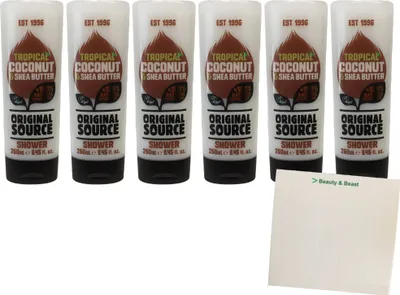 Produktbild von Original Source Tropical Coconut & Shea Butter Duschgel 6er Pack (6x250ml Flasche) + usy Block