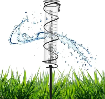 Produktbild von 17 cm Frostsicherer Regenmesser für den Garten - Niederschlagsmesser mit Metallpflock und Erdspieß für die Gartendekoration