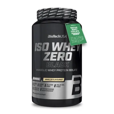 Produktbild von BioTechUSA Iso Whey Zero Black, Pulver, Molkenprotein isoliert, Vanille, L-Alanin, L-Arginin, L-Asparaginsäure, L-Cystein, L-Glutaminsäure, L-Glutamin, L-Glycin,..., 27 g, 122 kcal