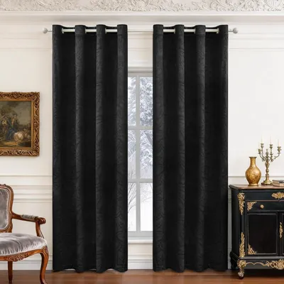 Produktbild von Ystyle Samt Verdunkelungsvorhänge Set aus 2 117 x 137 cm Schwarz