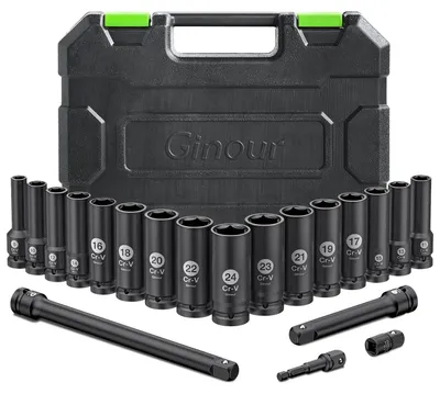 Produktbild von 20-teiliges Stecknuss-Set für Schlagschrauber mit 1/2 Zoll Adapter
