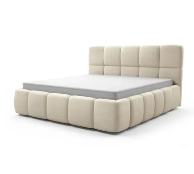 Produktbild von Polsterbett DOMINO 160x200 cm mit Bettkasten, Doppelbett mit hohem Kopfteil, Stauraumbett mit Lattenrost, modernes Schlafzimmerbett, Stoffbett