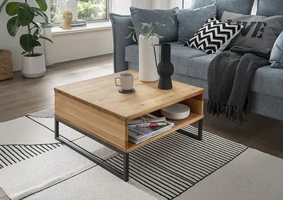 Produktbild von Couchtisch >2139< in Eiche, Gestell metall - 65x34x65cm (BxHxT)