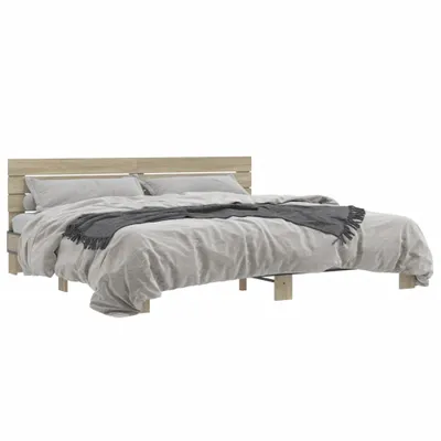 Obrázek produktu pro vidaXL Rám postele Sonoma dub 200x200 cm materiál na bázi dřeva a kovu