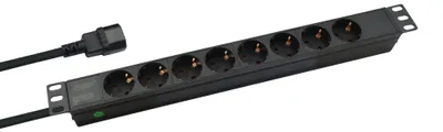 Produktbild von helos 19" Steckdosenleiste PROFESSIONAL, 8-fach, schwarz, 2,0m, für USV (C14)