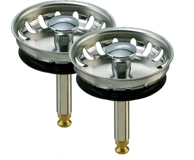 Produktbild von 2er Set Siebkörbchen für Spülen-Ablauf Ø 54mm ( 1 1/2 Zoll ) Siebkorb Excenterbedienung, für Franke Spüle EuroForm EFG 614 bis Baujahr 2006