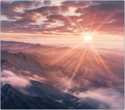 Produktbild von Spritzschutz Herdabdeckplatte Schneidebrett aus Glas Sonnenaufgang Berge 1-Teilig (60x52cm)