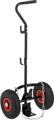 Immagine prodotto di Carrello per bombole di gas Relaxdays, per bombole da 3 e 5 kg, ruote pneumatiche, acciaio, carrello per bombole di gas, nero/rosso