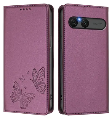 Image de Étui en cuir pour Sony Xperia 10 VII, motif papillon, étui à rabat avec porte-appareil, violet