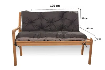 Zdjęcie produktu dla Poduszka na ławkę 120x60x50cm, poduszka ogrodowa czarna, poduszka ogrodowa na hustawkę, poduszka na meble ogrodowe, poduszka na ławkę ogrodową