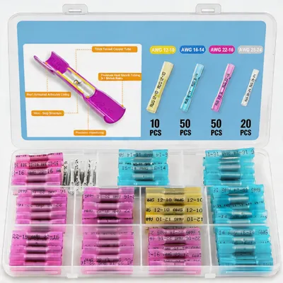 Stoßverbinder-Set, 130 Stk., 10-26 AWG, wasserdicht, Schrumpfschlauch