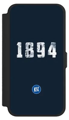Produktbild von NIVOCASE Klapphülle für Apple iPhone 12 Pro Max  Handyhülle aus Kunst Leder NIVOflip schwarz Bundesliga KSC Karlsruher SC