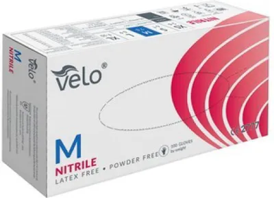 Obrázok produktu pre VELO NITRILE BLUE M Chirurgické nitrilové rukavice bez púdru, modré, 100 ks