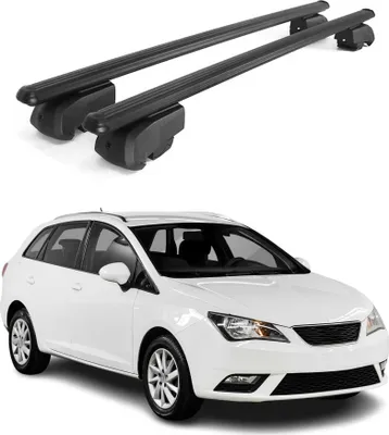 Image de Barres de toit Transversales pour Seat Ibiza ST 2009-2016 Aluminium Noir ABE