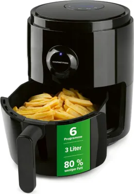 Produktbild von GOURMETmaxx Heißluftfritteuse 3l  8 verschiedene Programme zum Braten Grillen Rösten fettarme schonende Zubereitung Timer & Abschaltautomatik