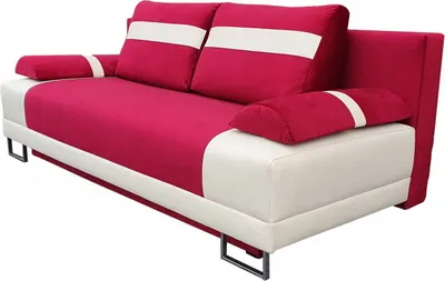 Produktbild von PERFEKT modernes Sofa mit Schlaffunktion und Bettzeugkasten (Rot - Weiß (KRONOS 02 + MADRIT 920))