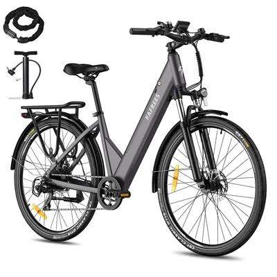 Produktbild von City E-Bike Rostfreie Aluminiumlegierung 36 V 15 Ah 540 Wh bis zu 90 - 110 km Elektrofahrrad 27,5 Zoll Wasserdicht IP54 mit 7 Gang, Grau