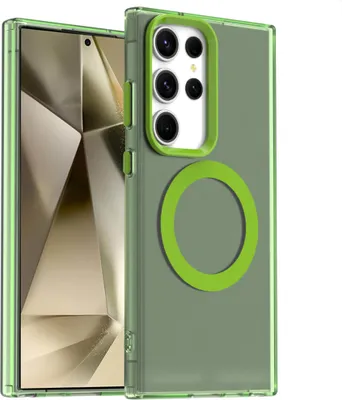 Produktbild von Handyhülle für Samsung Galaxy S25 Ultra, Hülle Kompatibel mit MagSafe, Schlank Durchscheinend Matt Stoßfest Schutzhülle Grün