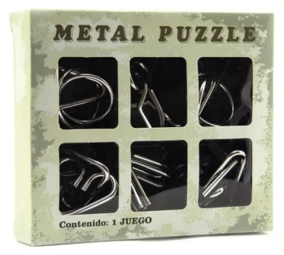Image de Jeu de casse-tête en métal, 6 pièces dans une boîte de 14 x 12 cm
