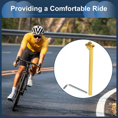 Image de Tige De Selle De Vélo 25,4X350Mm Tube De Selle De Selle De Vélo En Alliage D'Aluminium Ton Or Extra Long Angle Réglable