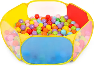 Produktbild von Eocolz Bällebad für Kinder 120 cm – Pop-Up Ballpool mit Basketballkorb, Großes Spielhaus für Kleinkinder, Baby Laufstall, Faltbar für Indoor & Outdoor, Mit Tragetasche, Ohne Bälle