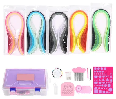 Quilling-Set, 15-teilig, mit Schablonenbrett und Stiften
