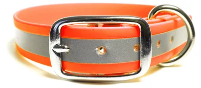 Produktbild von Mystique® Biothane Halsband Deluxe 25mm 35-43cm reflex gold orange